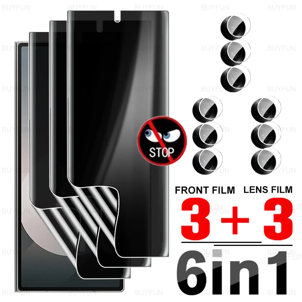 SamsungZ Fold6 Privacy Hydrogel Film 6in1 Camera Glass Case For Samsung Galaxy Z Fold 6 ZFold 5 Fold5 5G Outer Screen Protector