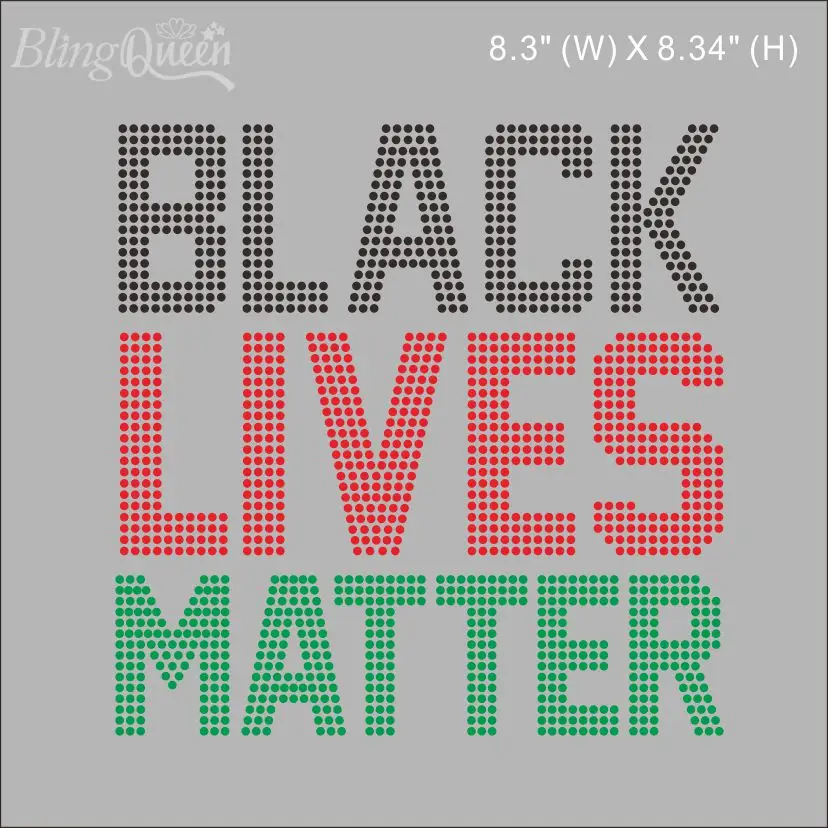 BlingQueen-Iron On Strass Patches, Hot Fix Rhinestones, Black Lives Matter Design, 25Pcs Lot