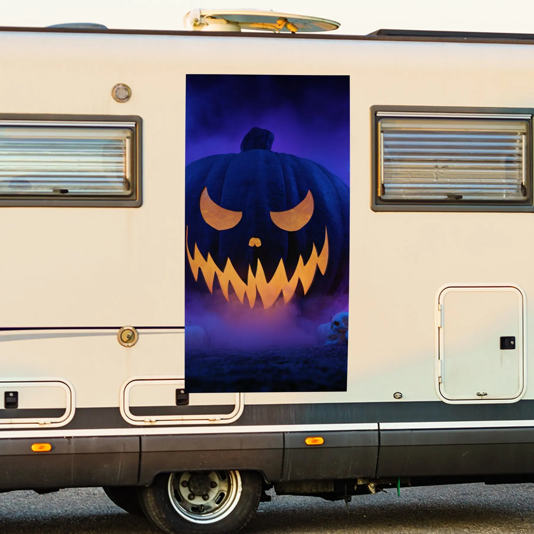 

Halloween Black Pumpkin and Ghosts Car Sticker,Waterproof Vinyl Decal for RV Side, Self - Adhesive Stickers to Decorate & Protec