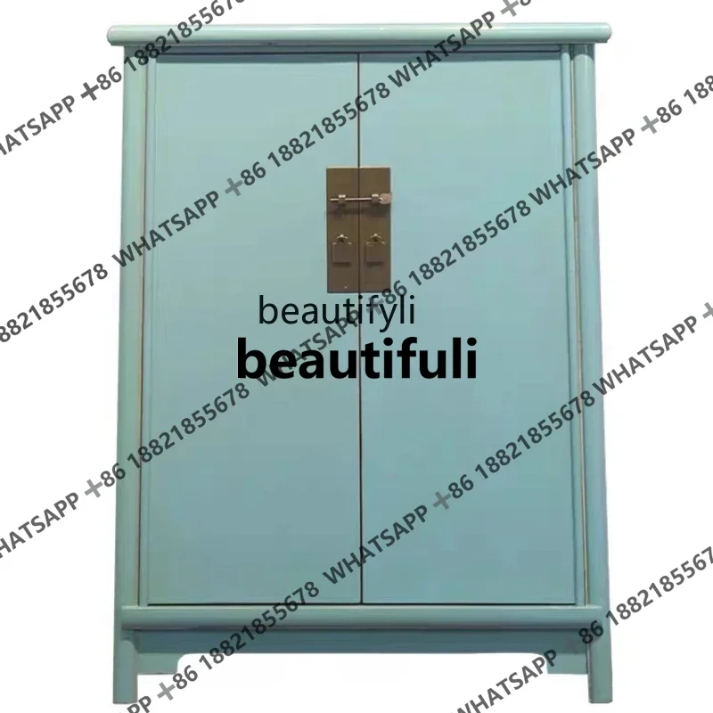 solid wood porch cabinet, environmentally friendly color paint elm shoe cabinet, retro storage foyer quality display cabinet