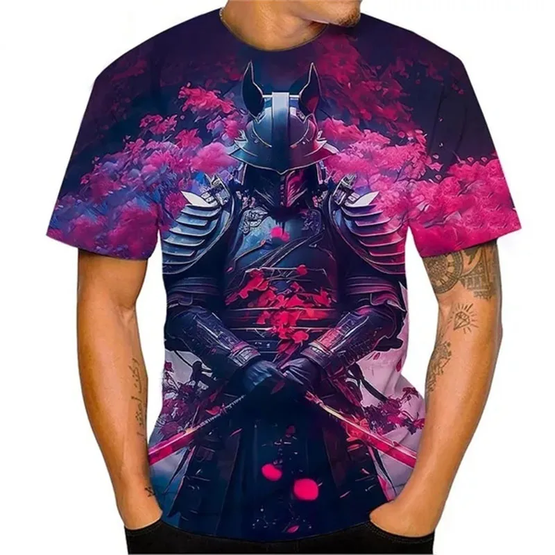 New T-Shirts Japanese Samurai 3D Printed Men Women Fashion Streetwear Oversized Short Sleeve T Shirt Male Tees Tops Man Clothing