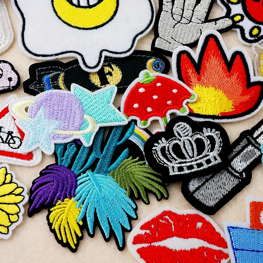 Rock Eye Flame Iron on Patch Embroidery Patches for Clothing Personality Decorate Repair Embroidered Cloth Sticker