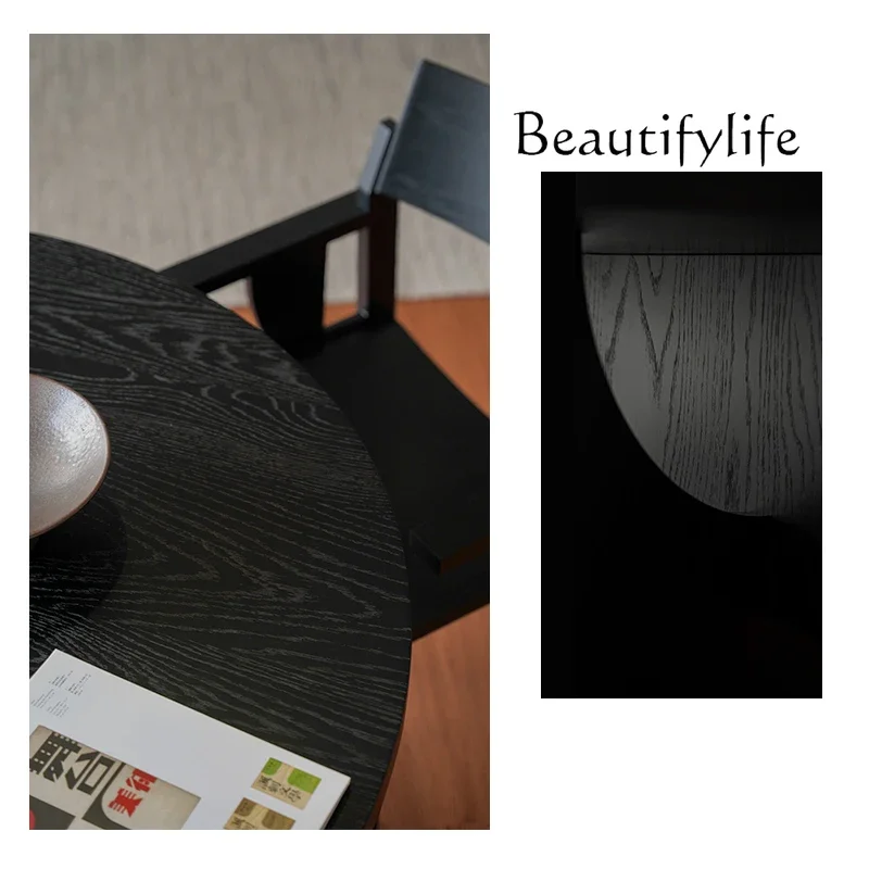 Modern simple round table solid wood dining table small apartment household living room round eating table new