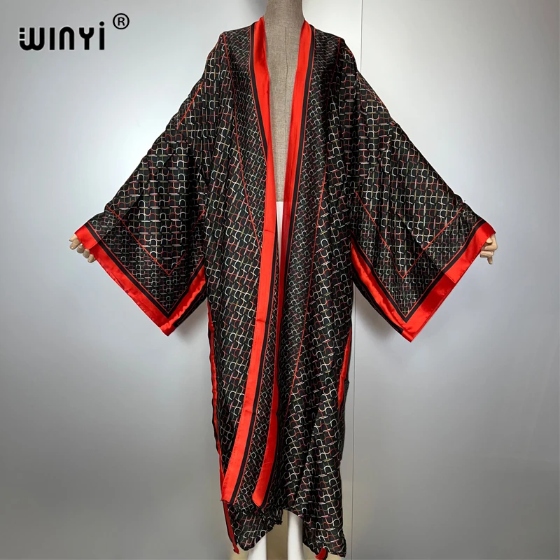 

WINYI Kimono African Women Summer muslim retro Cardigan Female Blouse Loose abaya Casual beach Cover Up boho dress party kaftan