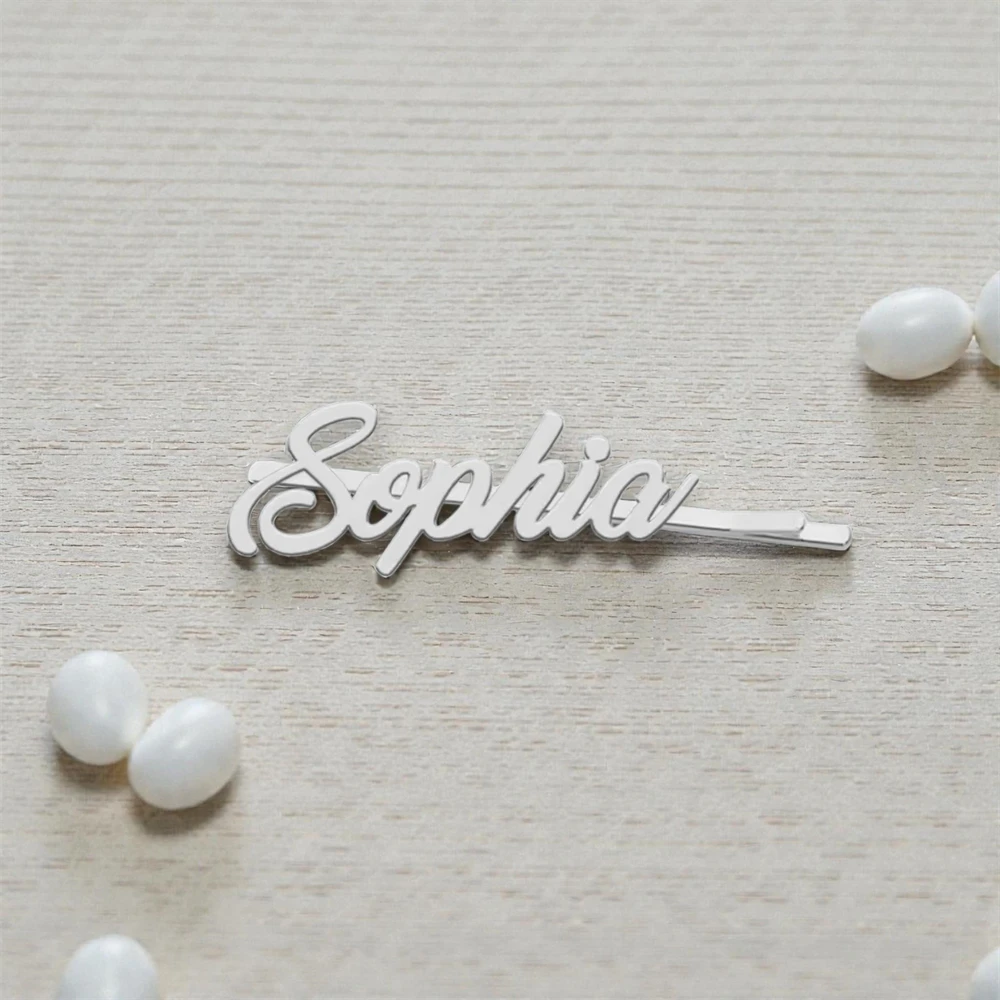 Fashion Custom Name Hairclip Stainless Steel Hair Clip Personalized Hair Accessories For Women Girls Charming Head Jewelry Gift view 5