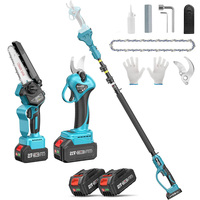 Seesii 3-in-1 Brushless Cordless 30mm Electric scissors 6'' Brushless Electric Chainsaw w/2.4m Extension Telescopic Rod Power To