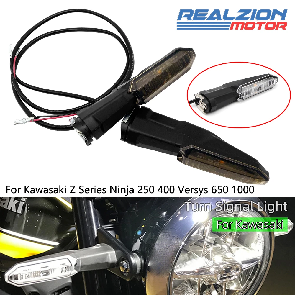 

REALZION Z125 Z300 Ninja 400 LED Motorcycle Front Rear Turn Signal Light Indicator Lamp For KAWASAKI Z650 Z900 Z1000 Z800 Versys