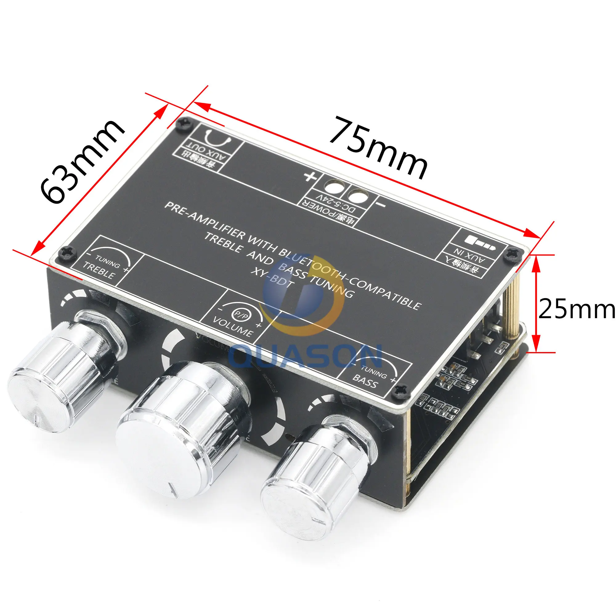 XY-BDT Bluetooth 5.1 Audio Receiver Decoder Stereo Tone Board Volume Controller Treble Bass Tonal preamp Amp Knob For Amplifier