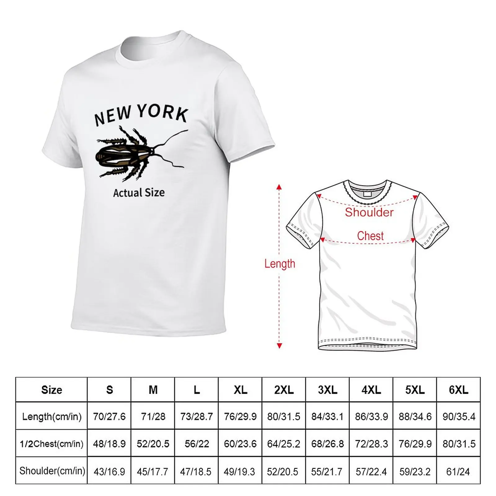 New New York Cockroach Actual Size T-Shirt sweat shirt T-shirt for a boy cute tops Short t-shirt tshirts for men