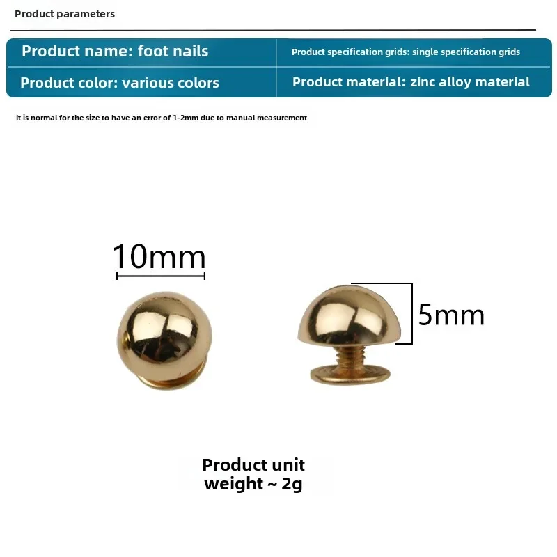 10/20/50 Pieces 10mm Metal Buckle Rivet Round Head Screw Button Wallet Buckle Diy Nail Leather Luggage Hardware Accessories