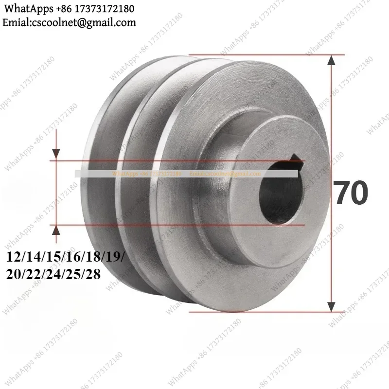 JS02 Cast Iron Belt Pulley OD 70mm Groove Width 12mm 2A Type Single Groove Motor V-Belt Pulley Complete 1 PC