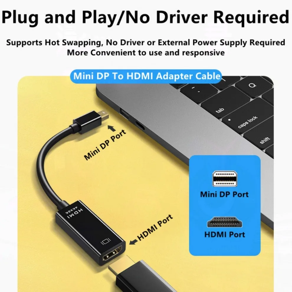 4K Mini DP to HDMI Adapter Mini Displayport To HDMI Cable 1080P Mini DP Male to HDMI-compatible Female For Apple MacBook Air Pro