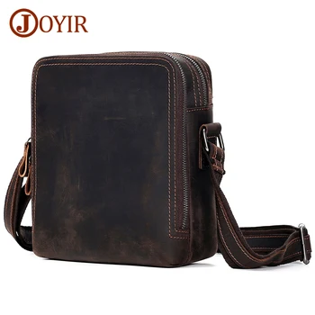 Joyir Crazy Horse Lederen Heren Schoudertas Vintage Reizen Messenger Bags Mannelijke Werk Casual Crossbody Tassen Voor 7.9 