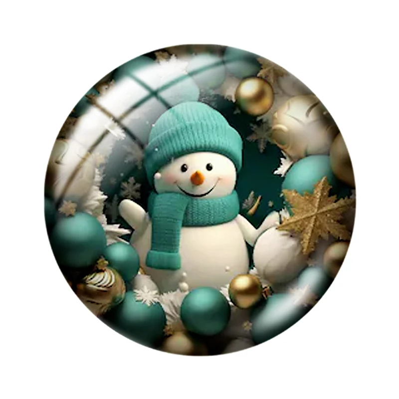 Cute Christmas snowman cartoon 12mm/18mm/20mm/25mm Round photo glass cabochon demo flat back Making findings