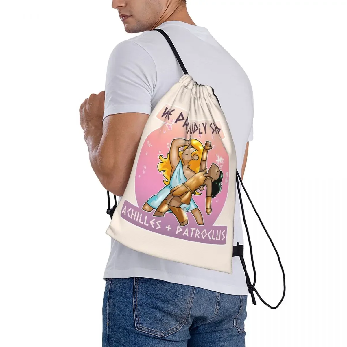 Achilles + Plecaki Patroclus Casual Przenośne torby ze sznurkiem Pakiet ze sznurkiem Kieszeń Torba sportowa BookBag Dla mężczyzny Kobieta Szkoła