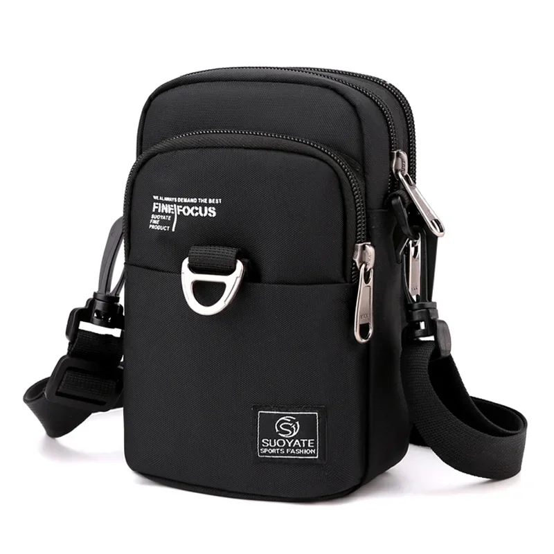 

Fashion 3 Layers Men Small Shoulder Bag High Quality Durable Nylon Male Handbag Portable Messenger Bag Flap Mini Waist Bag
