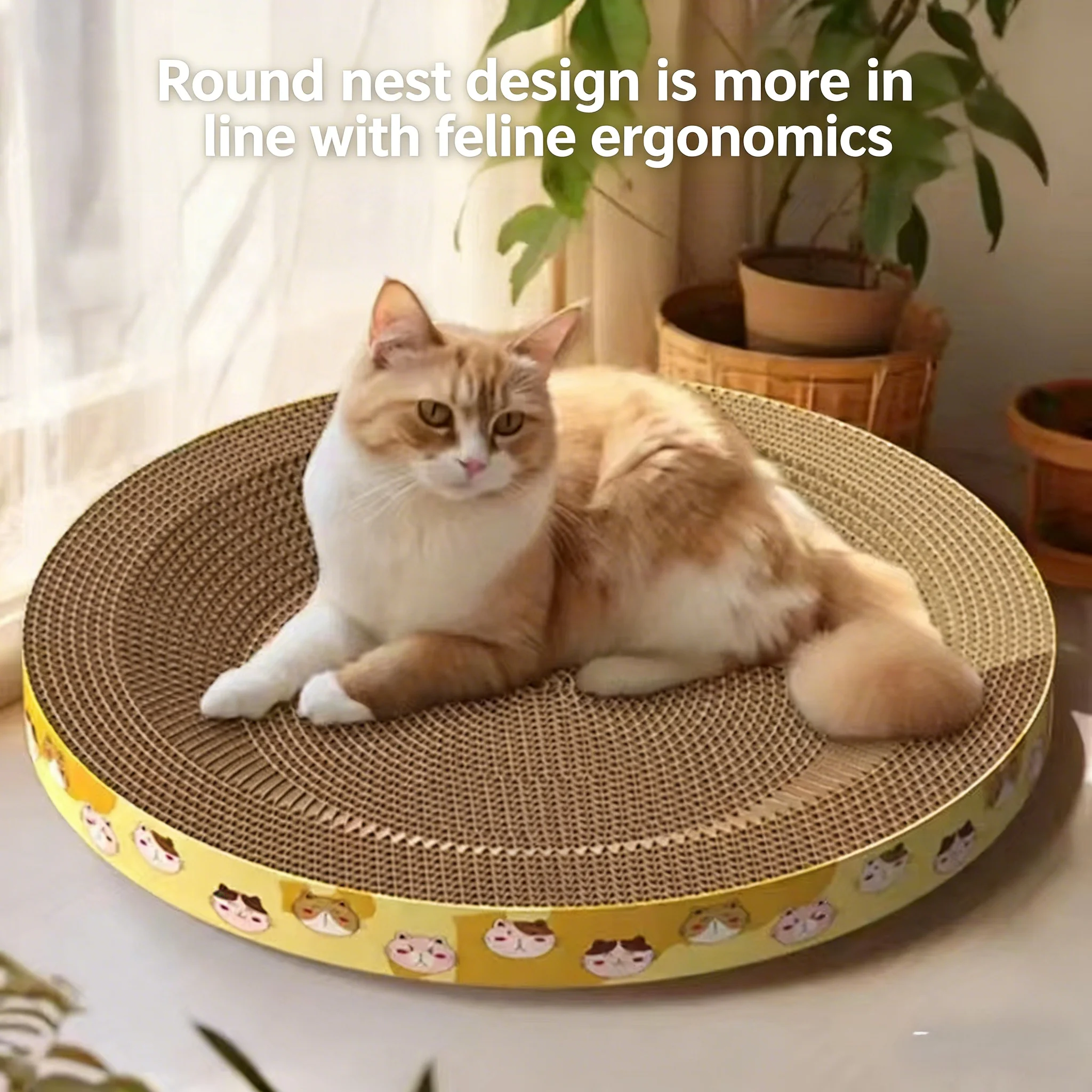 

Cat Scratching Board Oval Wear-resistant Cat Nest Corrugated Paper Furniture Protection Grinding Claw Toy Kitten 2-in-1 Design