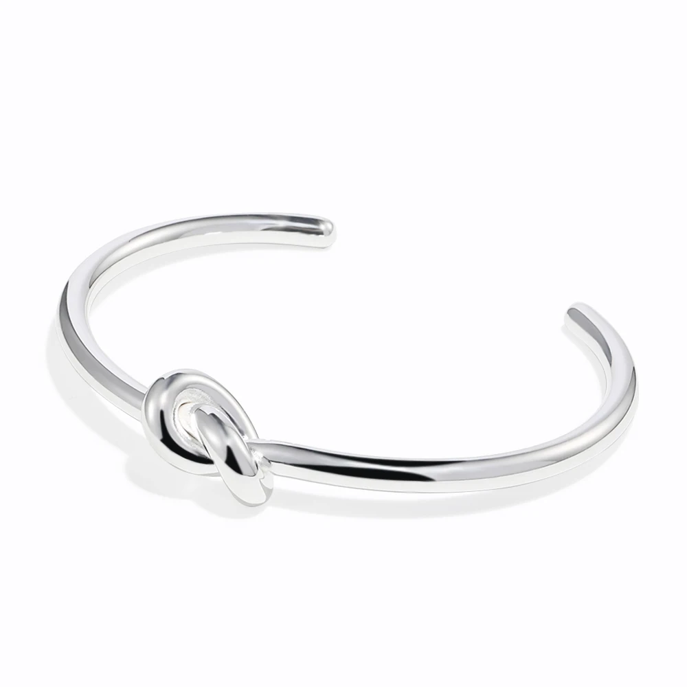

Glossisland 925 silver plated stainless steel ladies Knot opening bracelet Silver white trendy jewelry accessories