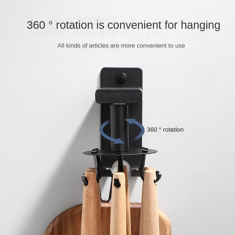 Kitchen Hook Bathroom Accessories 360 Degrees Rotated Hooks Space Aluminum Kitchen Organizer Multi-Purpose Storage Hanging Rack