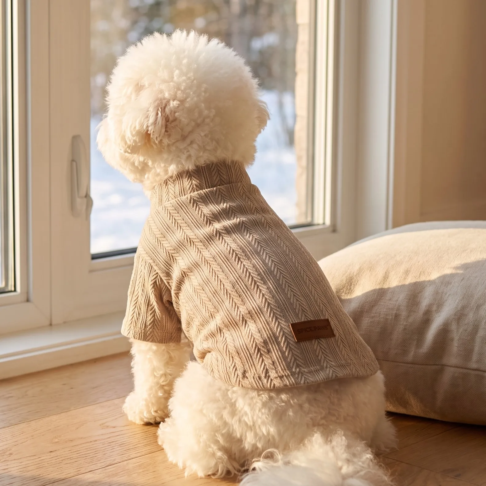 Hundepullover, Rollkragenpullover für Haustiere, gestrickte Hundekleidung mit Blumenmuster, Unterhemden für kleine und mittelgroße Hunde. – Detail 16