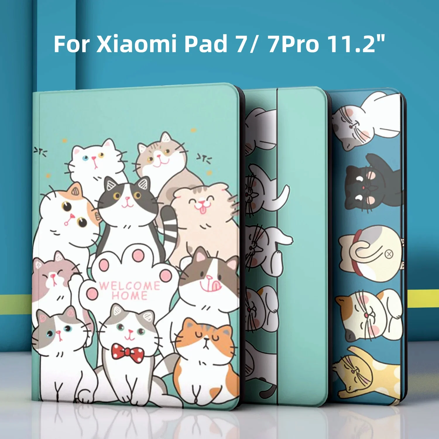 

Для Xiaomi Pad 7 2024 11,2-дюймовый чехол с рисунком, складной кожаный планшет Smart Magnetic Funda для Xiaomi Pad 7 Pro 11,2 дюйма, чехол Coque