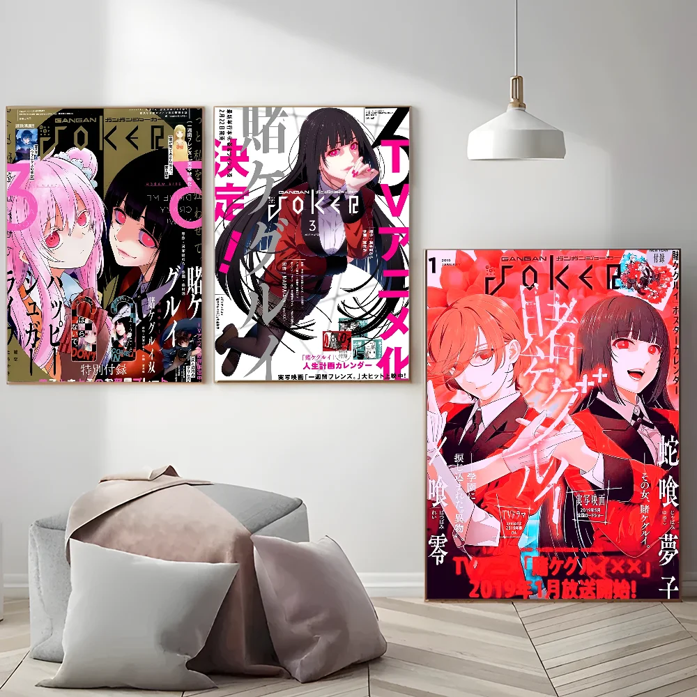 K-Kakegurui Y-Yumeko J-Jabami DIY Sticky Poster Whitepaper Prints Posters Artwork Vintage Decorative Painting