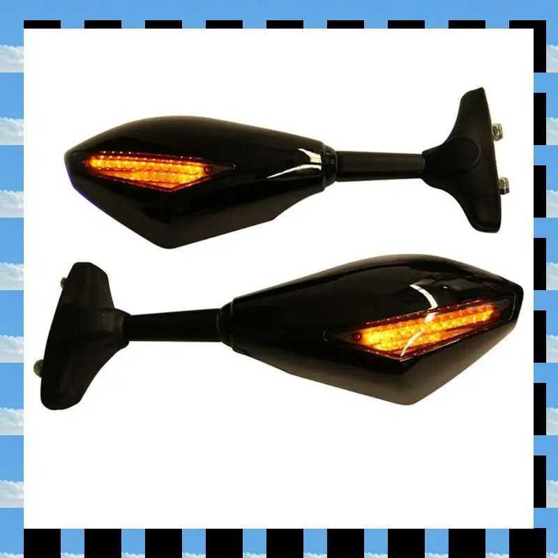 

ABME 1Pair Motorcycle LED Rearview Mirror With Light For YZF R1 R6 FZ1 FZ6 600R R3 LED Reversing Mirror Replacement