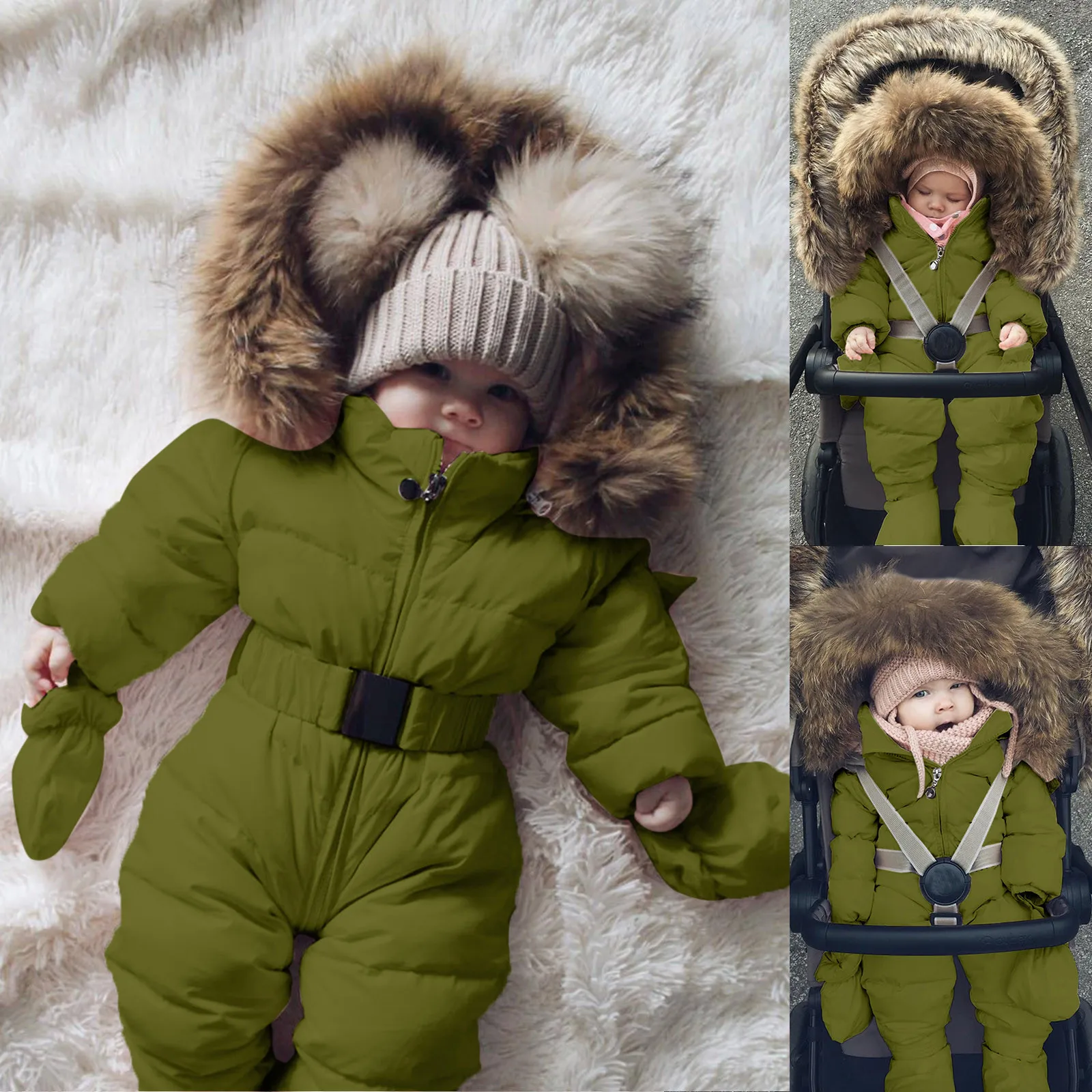 Winter Jumpsuit Jacket Baby Coat Warm Infant Snowsuit Romper Hooded Outerwear Girls Coat&jacket Kid Ski Bib Snow Pants Kids