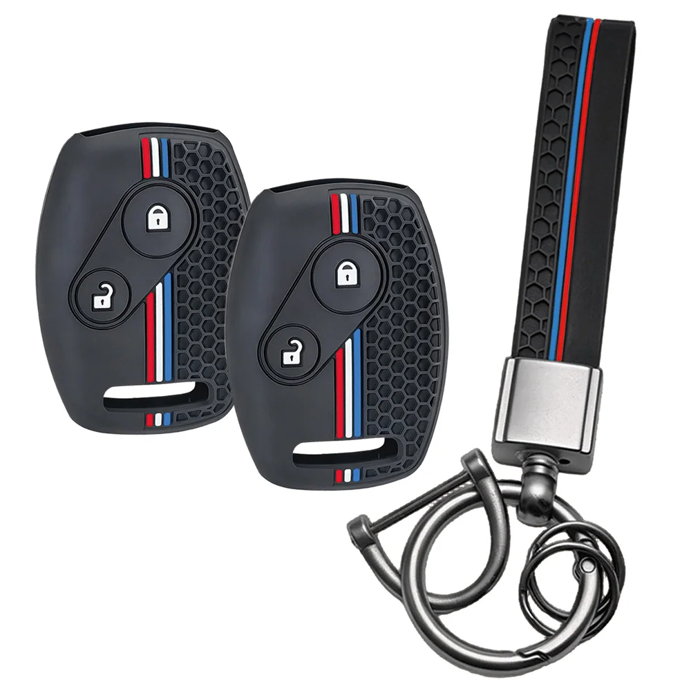 For Honda Accord Civic FR-V Jazz CR-V Stream Acura CSX Silicone Remote Shell With Key Ring Holder