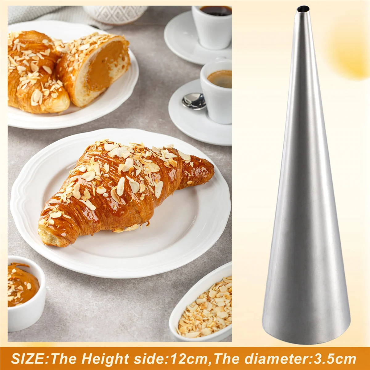 Cream Horn Molds 12Pcs Large Size Baking Cones Stainless Steel Roll Horn Forms Conical Danish Pastry Croissant Cones Moulds