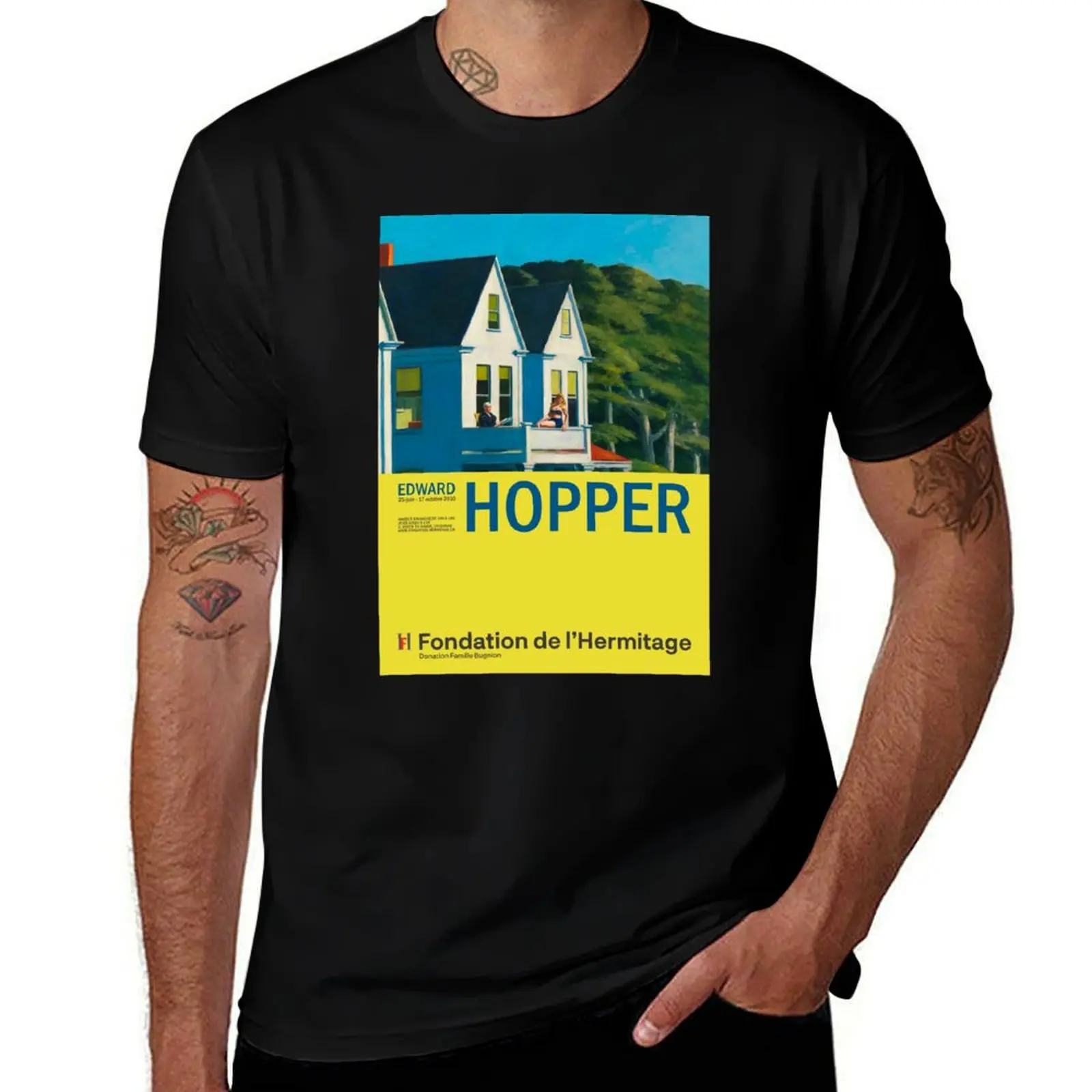 

- Poster Second Exhibition Sunlight shirts Story t Art T-Shirt man for pack - T-Shirt Edward cotton Hopper Minimalist