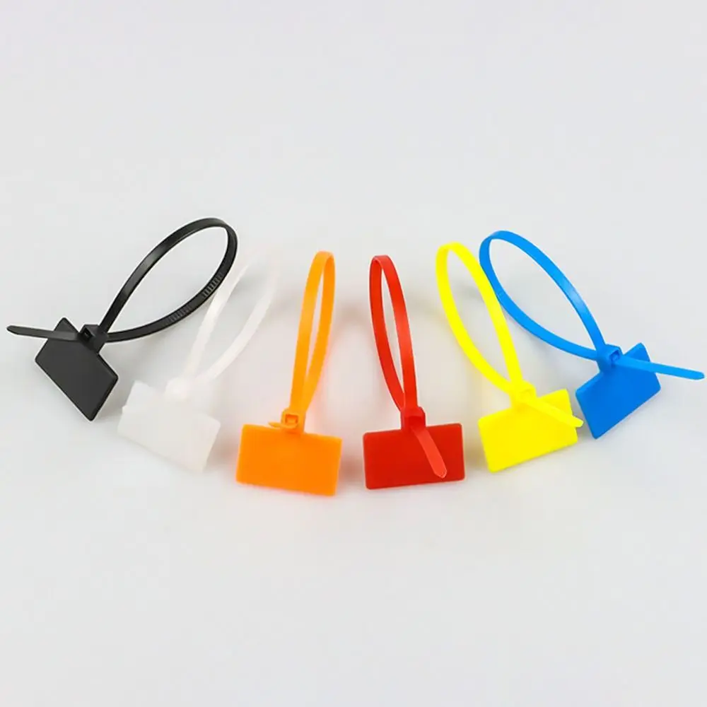 100pcs Plastic Label Self-locking Zip Ties Tag Labels Mesh Wire Marker Cable Tag Cable Ties Colorful Tag Nylon Ties