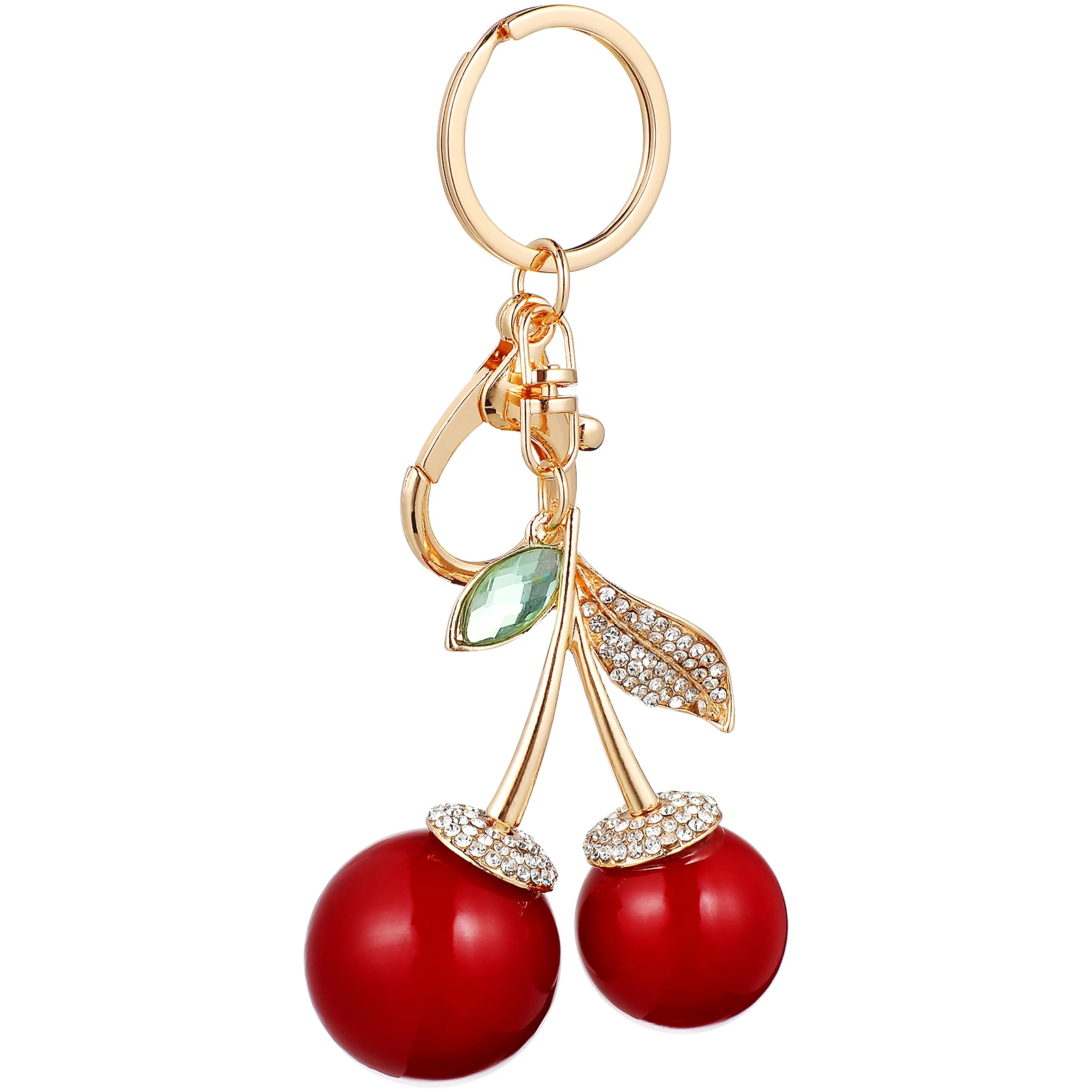 

Cherry Keychain Red Color Cute Shape Metal Buckle Easy to Hang Bags Car Keys Small Size Lightweight Cartoon Fruit Decorative