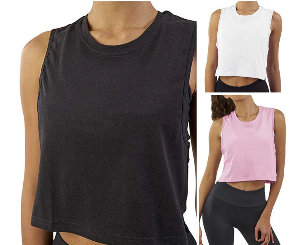 New Sleeveless Round Neck Yoga T-Shirt Women Gym Workout Top Loose Quick-Dry Woman Clothes Fitness Sports Short Sleeves