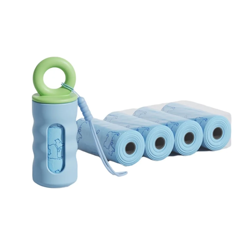 Mini Dog Poop Bag Dispenser with 4 Roll Garbage Bag Thickened Pet Garbage Bag Dispenser Lightweight Pet Waste Bag Dispenser