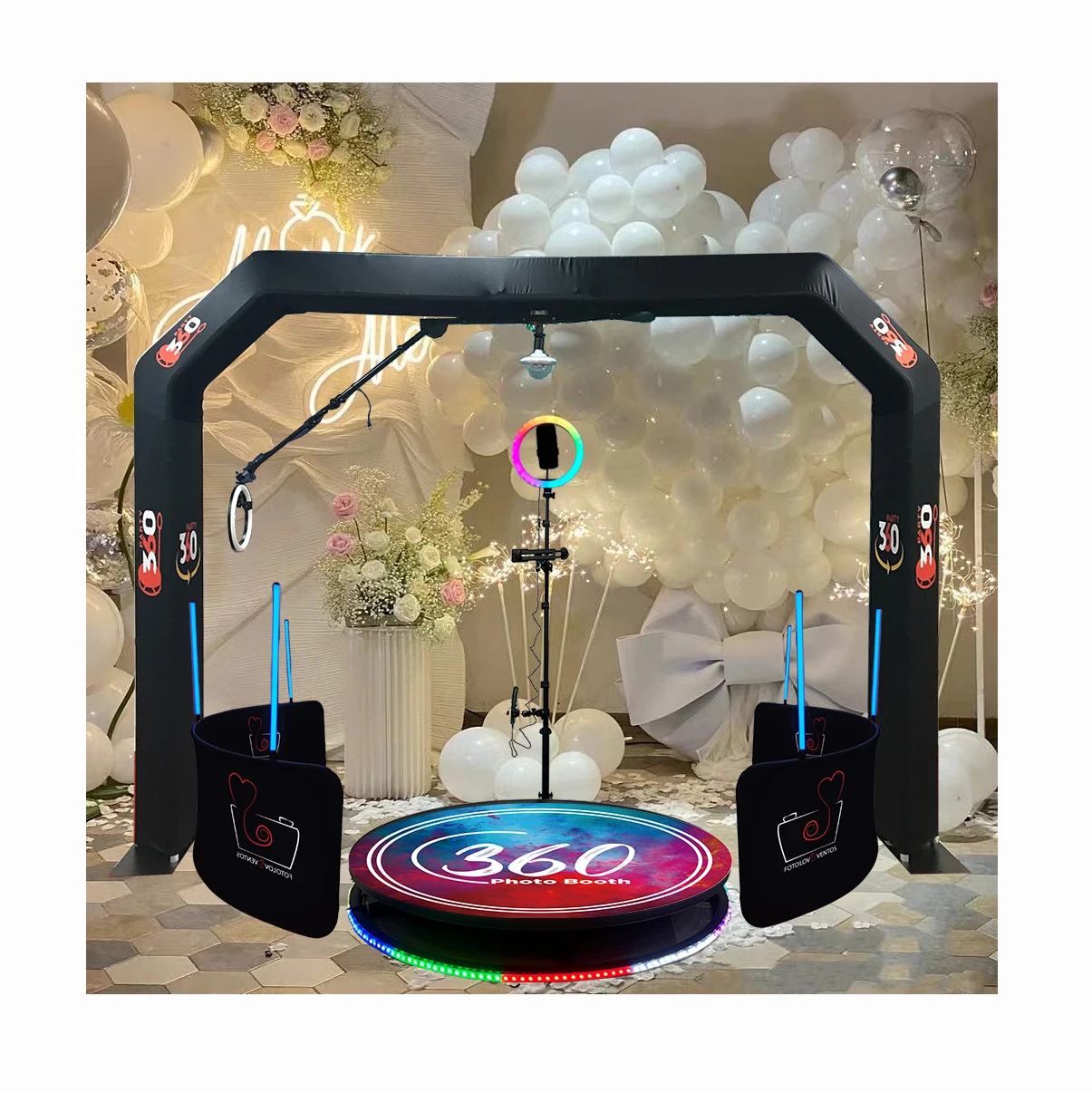 2023 Newest Overhead 360 Photo Booth Enclosure US Warehouse Party Supplies Automatic Top Spinner Photo Booth Sky 360 Video Booth