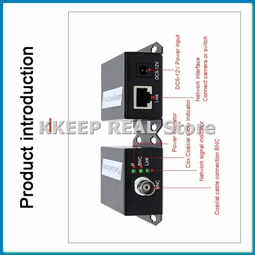 IP Network to Coaxial Extender Transfer From Net Cable Transmission to Coax Line 500M Ethernet Converter for CCTV-A09G