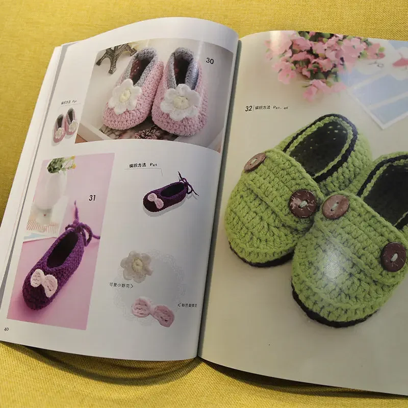 Handmade lã tricô sapatos para o bebê, Crochet Livro Tutorial, Padrão Padrão Padrão, Livros Padrão