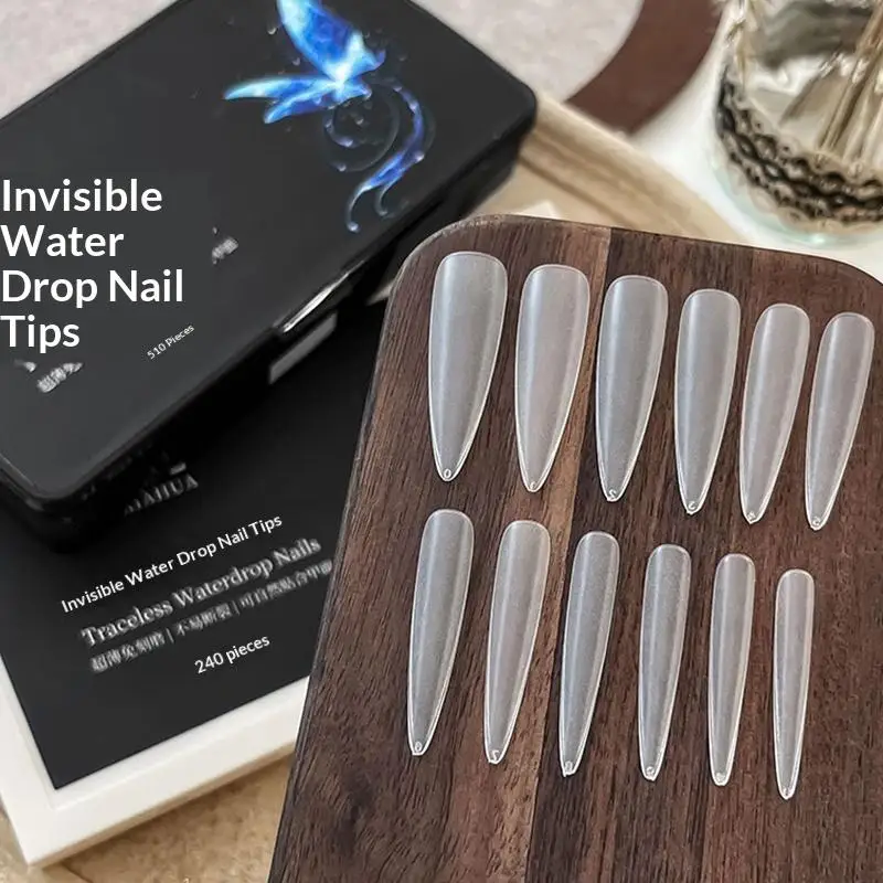 

240/510PCS Full Cover Frosted False Long Stiletto Nail Tips Sculpted Clear Press On Artificial Fake Nails Manicure Salon Supply