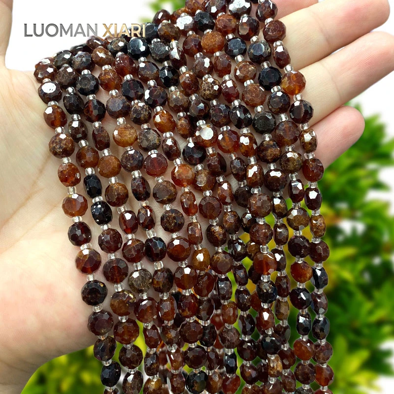 Großhandel 8mm Facettierte Rondelle Naturstein Orange Granat Zwischenperle für Schmuckherstellung DIY Armbänder Anhänger Zubehör – Detail 2