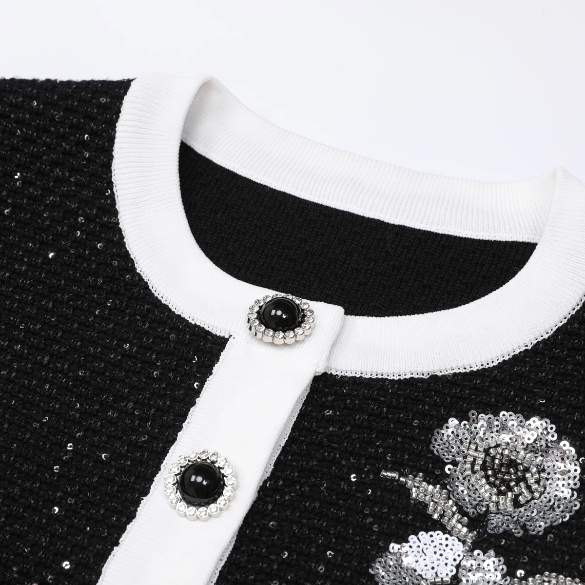 Alta qualidade primavera e outono nova moda viajando lantejoulas bordado de malha feminina manga comprida cardigan jaqueta