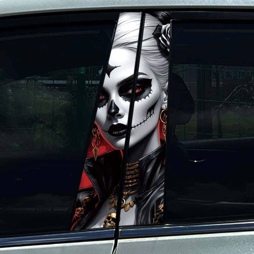 Stiker Mobil Kecantikan Gadis Wanita Gotik DIY Penutup Pilar B Mobil Goresan Tahan Air Tahan Lama Dekorasi Stiker Hewan Peliharaan Otomatis
