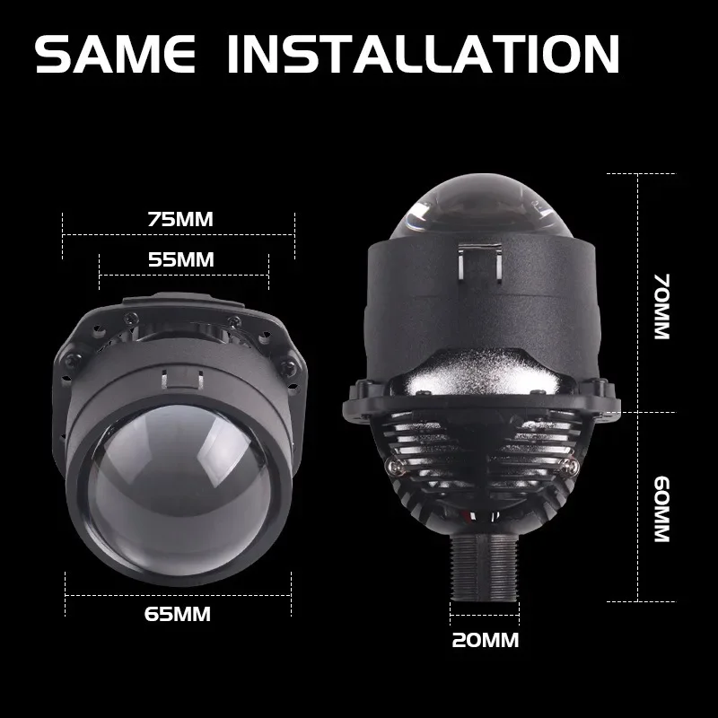 

New Arrival 6000K 12V 62W Car Light Headlight Retrofit Bi-LED Projector Lenses