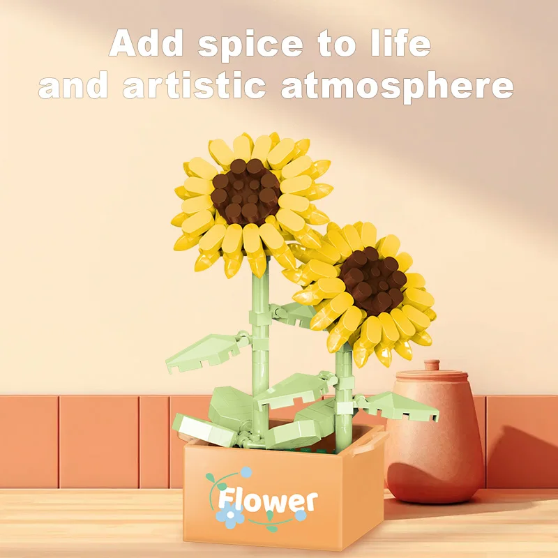 

Имитация вечного подсолнуха, розы, микрочастикулы, строительные блоки, сочные детские головоломки в горшке, сборная игрушка
