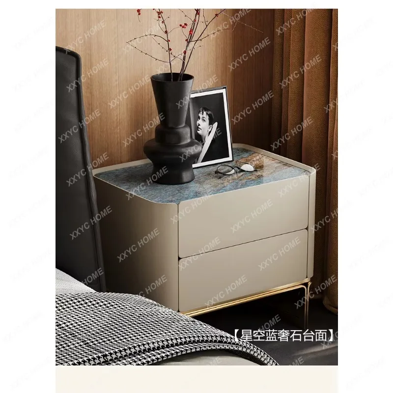 JYX69 Light Luxury Bedside Table Villa High-end Master Bedroom Bedside Table Original Natural Luxury Stone Bedside Table