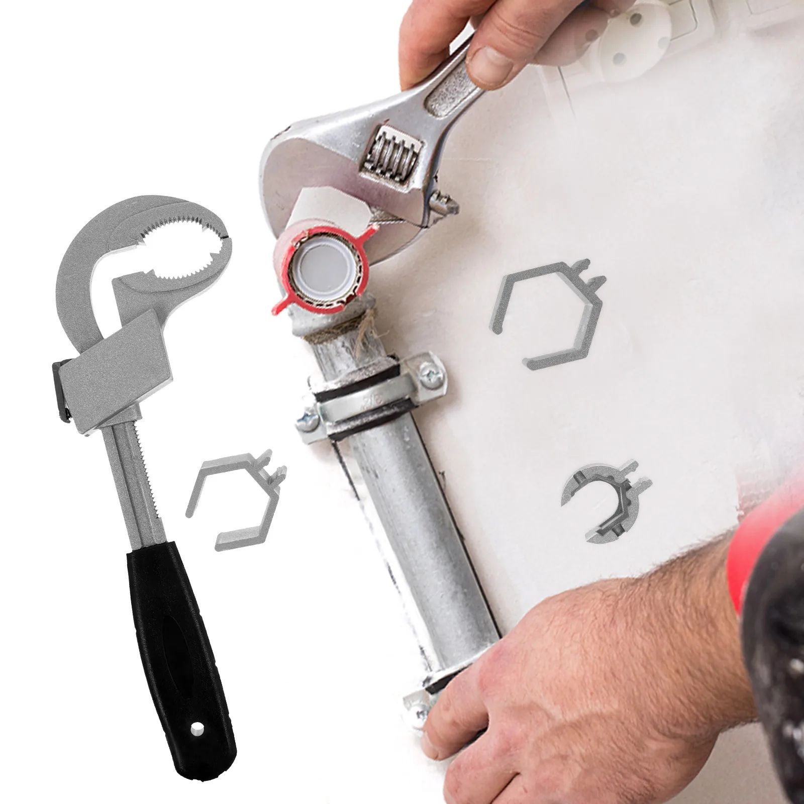 

1Set Water Sink Basin Wrench Adjustable Monkey Spanner for Bathroom Faucet Shower Valve Repair Heavy Duty Anti-Slip Corrosion