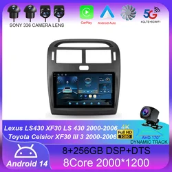 For Lexus LS430 XF30 LS 430 2000-2006 Toyota Celsior XF30 III 3 2000-2006 Car Radio Navigation Multimedia Video Player Android14