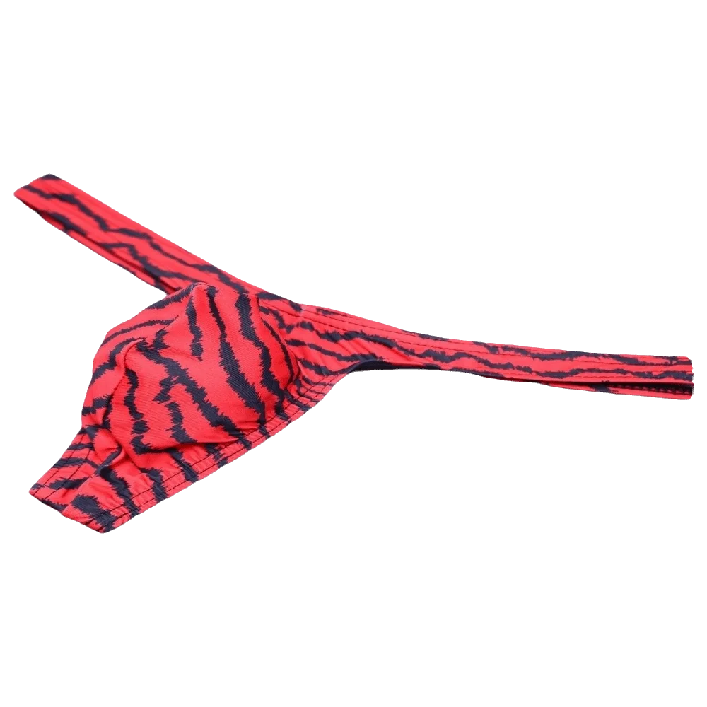 Thin Low Waist Tiger Stripe Thong Lingerie Ice Silk Men Briefs Bulge Pouch Elastic Underwear Fitness
