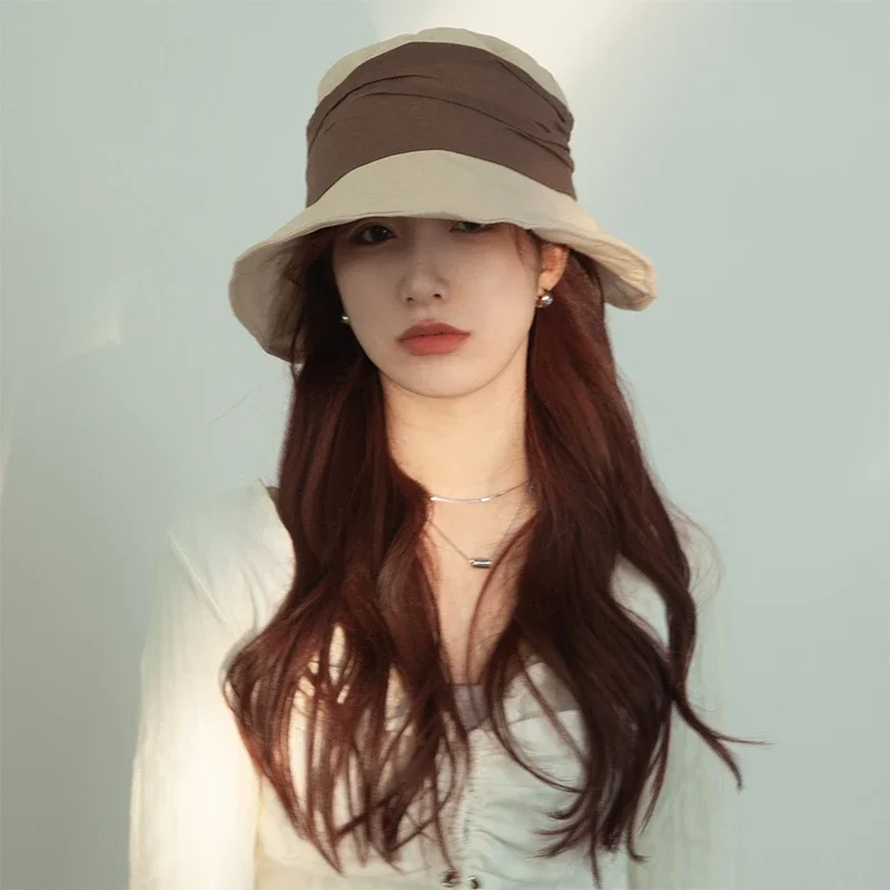 Japanese Retro Cotton and Linen Bucket Hats for Women Summer Thin Sunscreen and UV Protection Sun Hat Large Brim Basin Caps