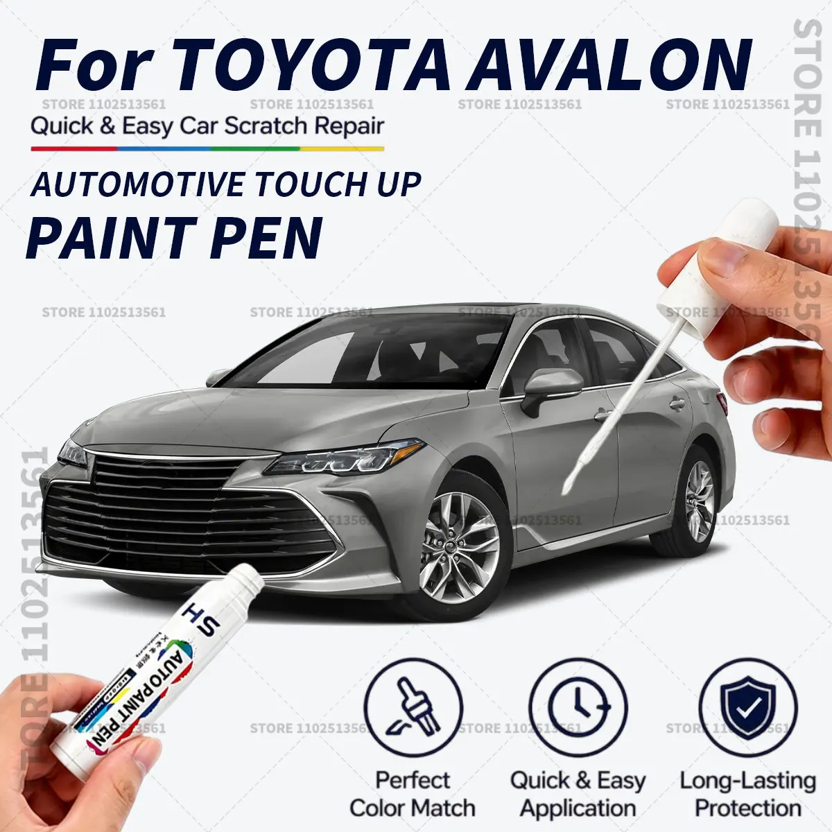 For TOYOTA AVALON White Black Quick Dry Car Touch Up Paint Pen Auto Scratch Repair Brush for Paint Chips Scratches and Scuffs